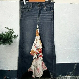 Vintage Y2K denim reworked patchwork denim maxi skirt 4/6